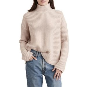 Alex Mill seattle solid high neck cashmere and wool blend cream knit sweater